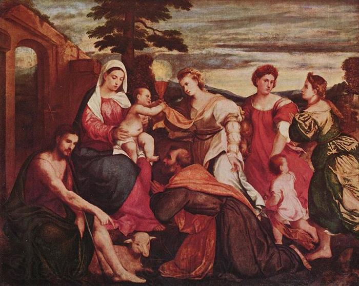 Bonifacio de Pitati Maria mit den drei theologischen Tugenden Spain oil painting art